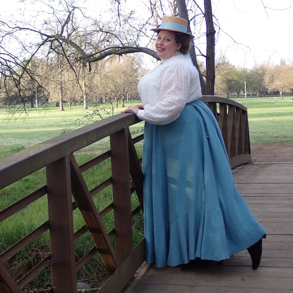 Jupe de marche édouardienne grande taille et version mi-longue modernisée, jupe de marche Ida, motif E