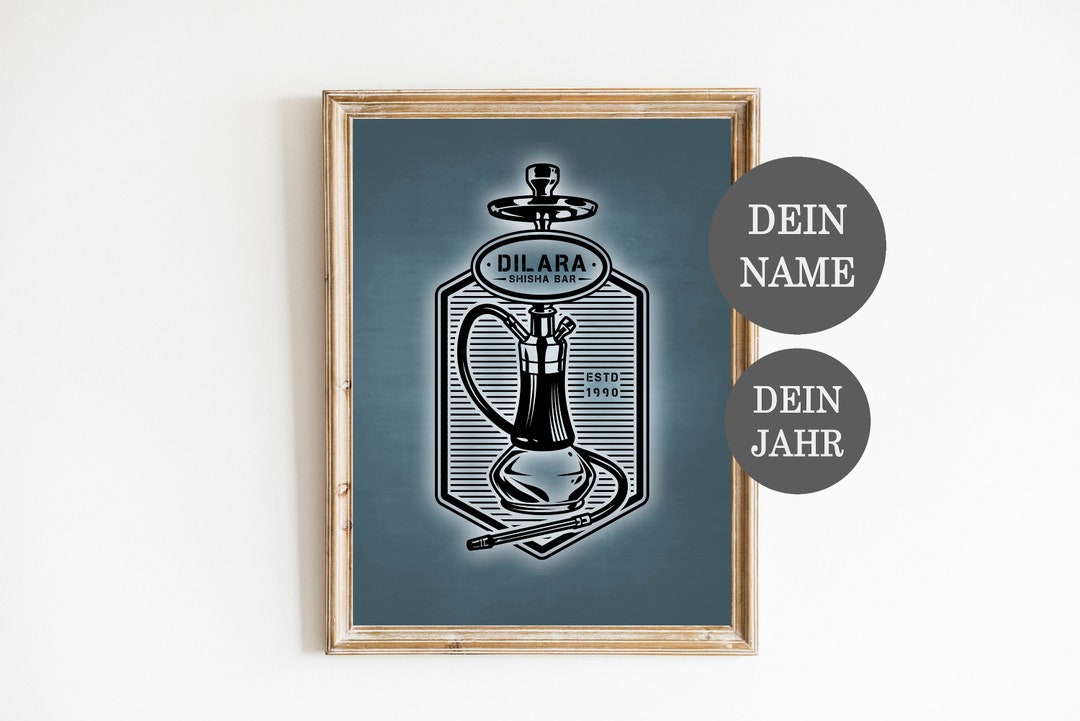 Shisha Bar Poster personalisierbar Namen Jahr Geschenk Geburtstag