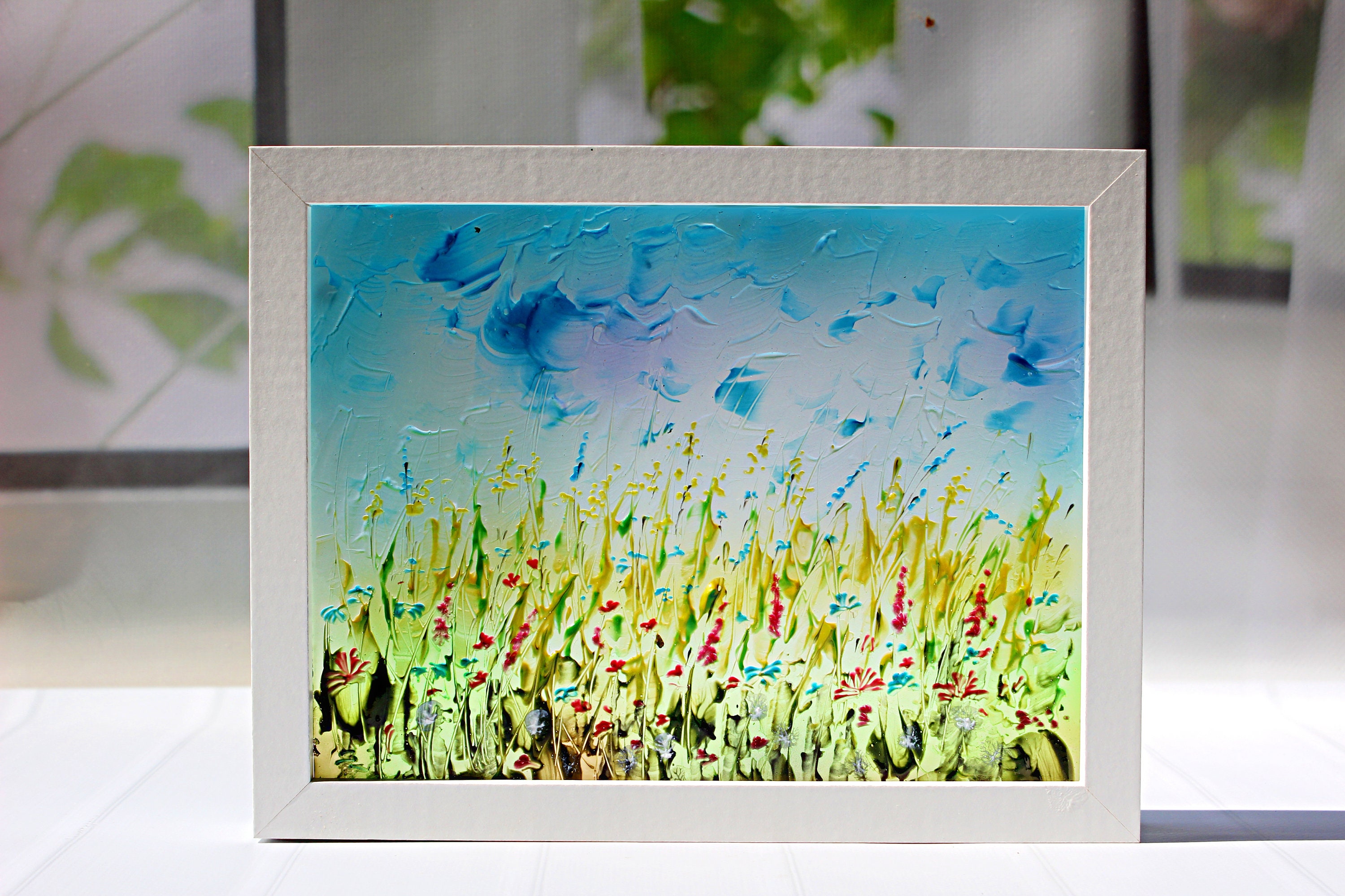 Glass Painting Glass Art Colorful original wall decoration Etsy