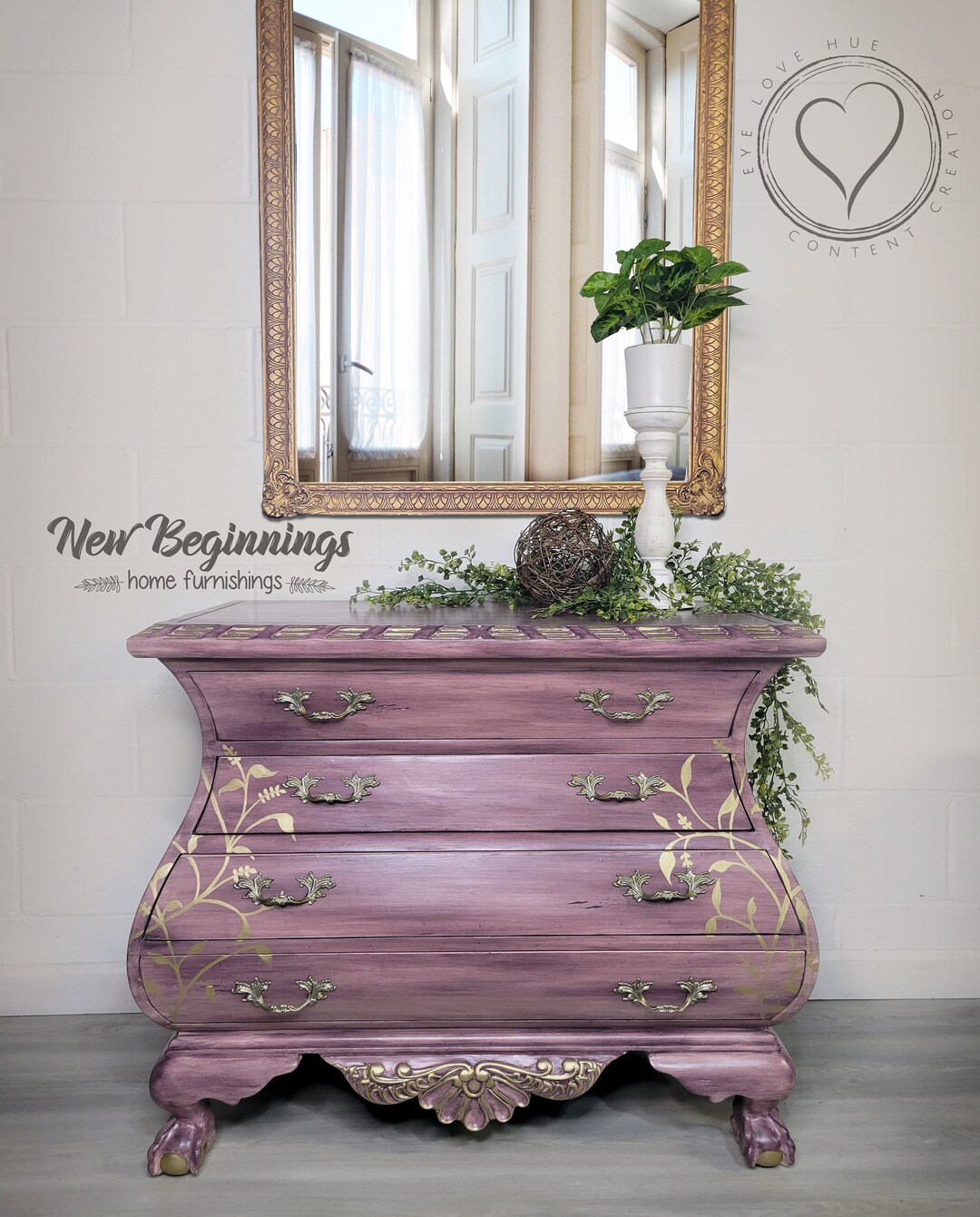 Handpainted Bombe Chest of Drawers Woman Girl Bombay Etsy