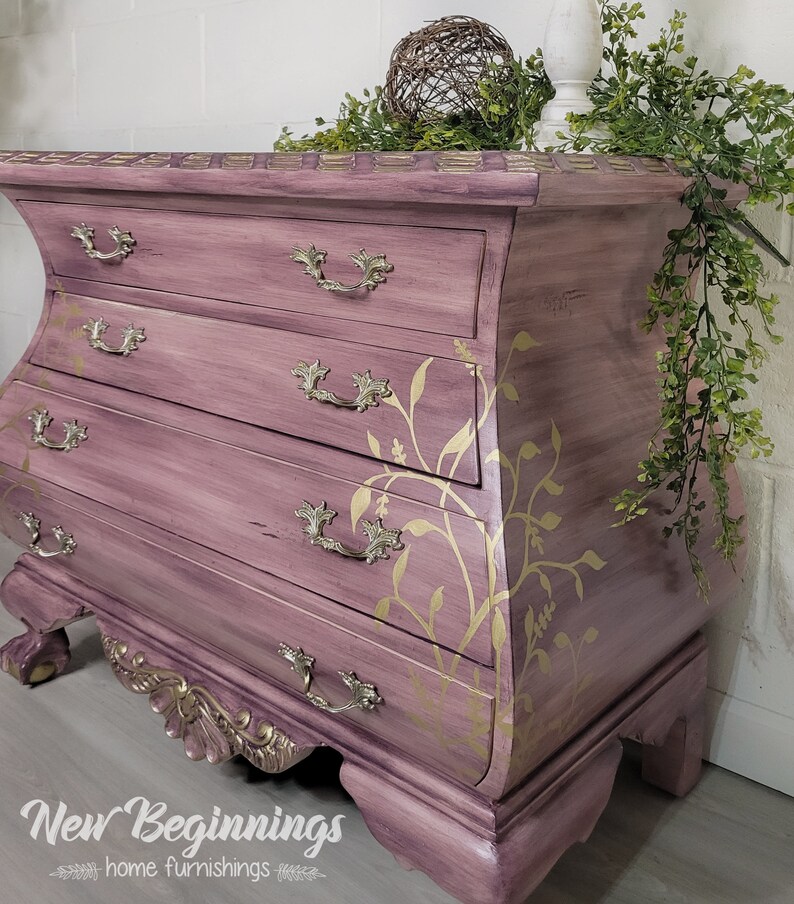 Vintage Bombay Chest of Drawers Handpainted Bedroom Dresser Etsy