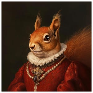 Squirrel in clothes squirrel portrait squirrel wall art, squirrel in clothes vintage portrait, animal portrait Wall art