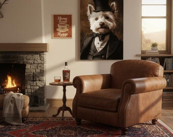 Westie Dog Art: Victoriaanse gentleman canvasafdruk