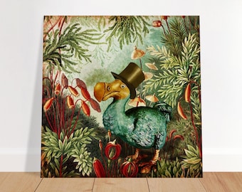 Tableau Dodo – Peinture animalière vintage peinte à la main – Décoration inspirée d'Alice au pays des merveilles – Collection Augustus Dodo