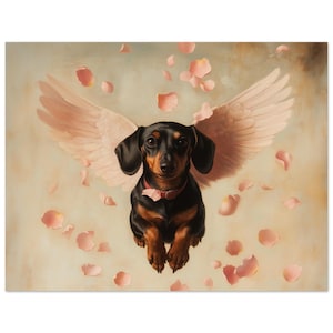 Dachshund Angel Wings Art Print: Cupid Dog Poster