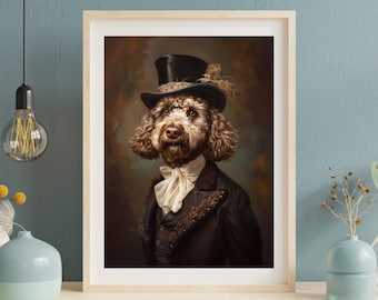 Impression d'art cockapoo : portrait de chien pimpant en costume