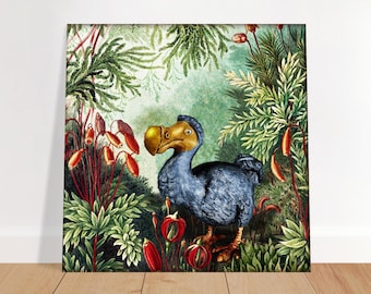 Illustration d'un dodo d'Alice au pays des merveilles | Peinture à la main - Décoration murale de jardin botanique