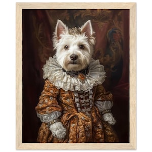 West Highland terrier Westie vintage portrait white dog art dog lovers gift dogs in clothes, altered art