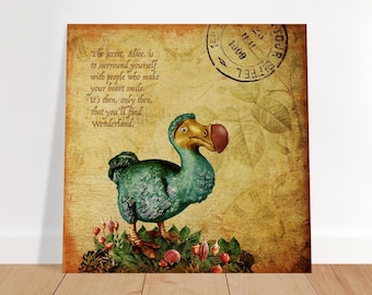 Impression d'art collage Dodo peint à la main – Décoration murale fantaisiste Alice au pays des merveilles