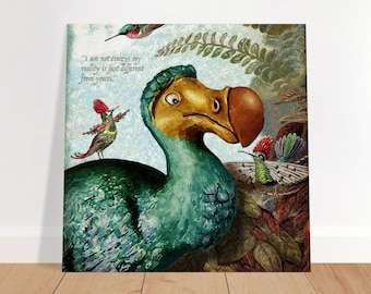 Estampe Dodo – Portrait d'oiseau vintage peint à la main (Carré)