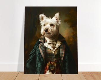 Imprimé Westie gentleman des Highlands – Portrait de Scottish Terrier en tartan
