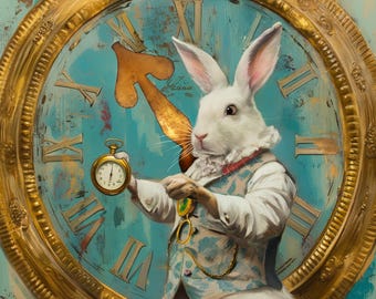 Lapin blanc d'Alice au pays des merveilles | Horloge vintage mate imprimée