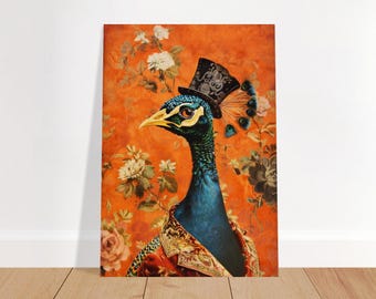Le Paon | Décoration murale Paon fantaisiste | Illustration Créatures curieuses