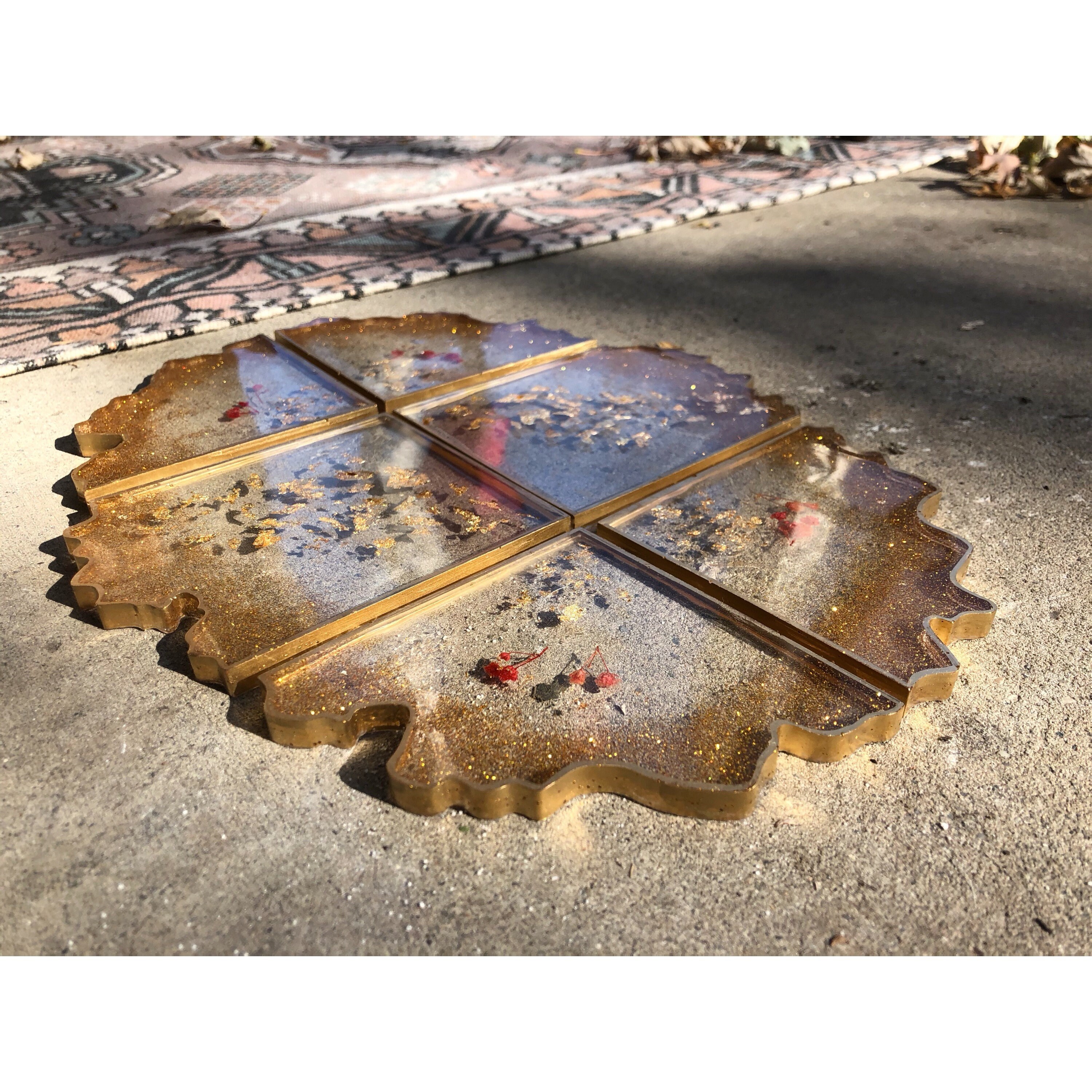 6 Piece Epoxy Tray/Coaster Set Etsy