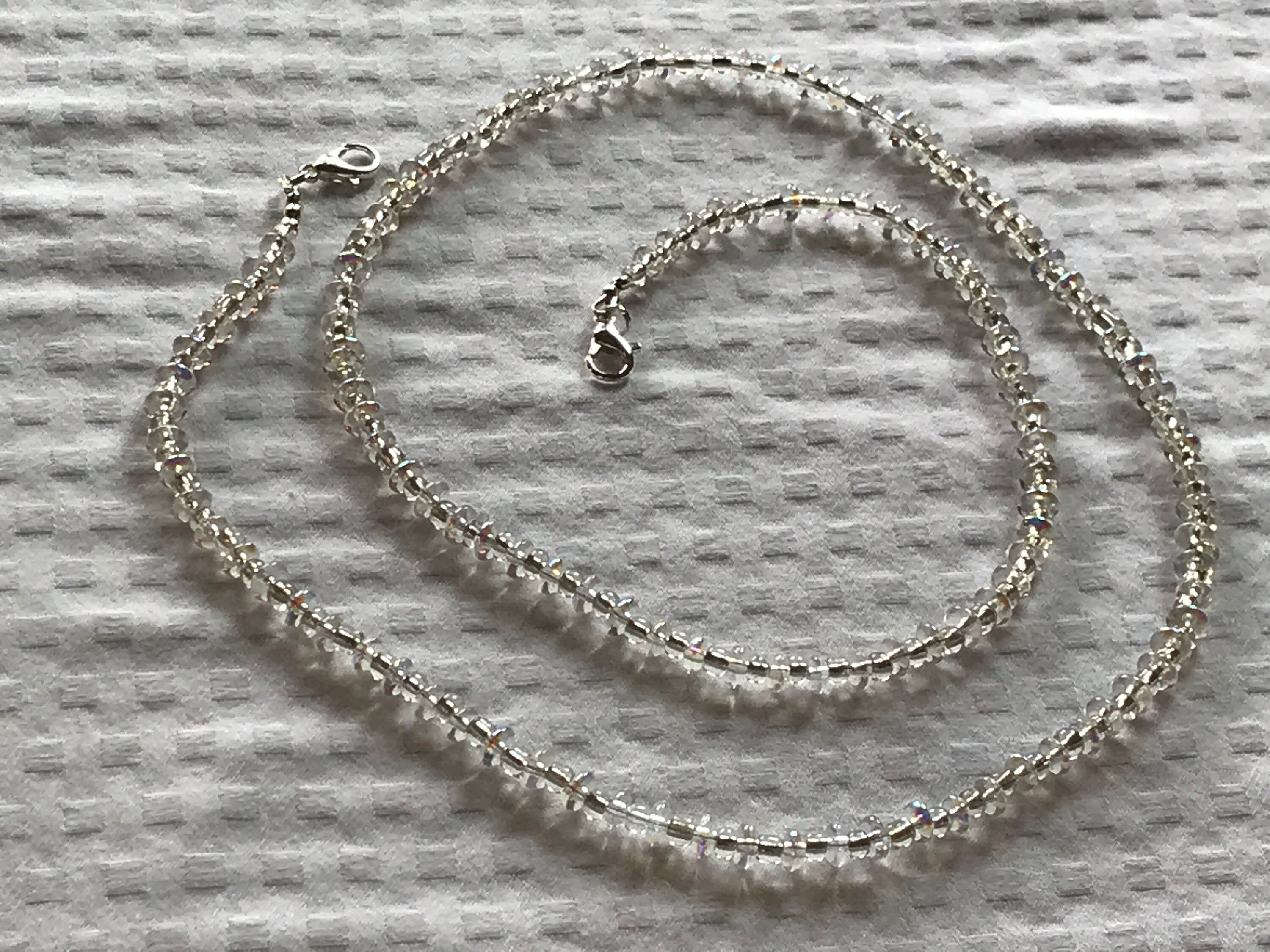 Handmade Beaded Face Mask Holder Clear glass beads and silver Etsy