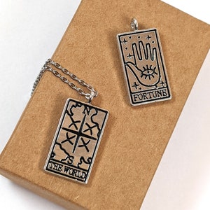 Trendy Tarot Card The World Fortune Charm Necklace