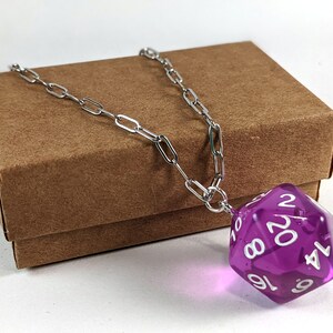 Fun DND Necklace - 20 Sided Die Dice D20 Necklace, Dungeon and Dragons Necklace, Gifts for D&D and RPG Gamers