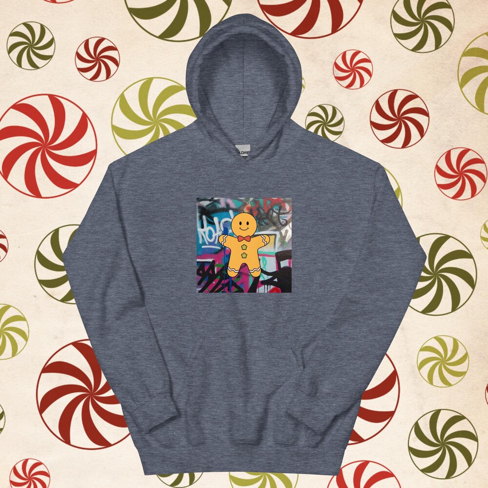 Graffiti Gingerbread Man Hoodie Sweatshirt | Christmas Hoodies | Graffiti Hoodies | Streetwear Hoodies | Trendy Hoodies, Unisex