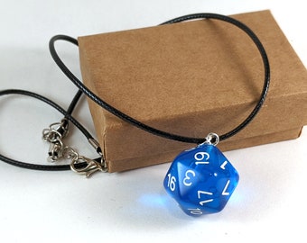 Fun DND Necklace - 20 Sided Die Dice D20 Necklace, Dungeon and Dragons Necklace, Gifts for D&D and RPG Gamers