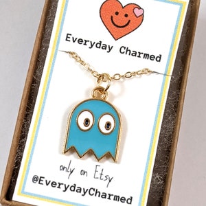 Trendy Pacman Pac-man Ghost Charm Necklace