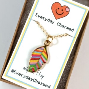 Earrings or Necklace, Trendy and Colorful Green Blue Pink Red Yellow Orange Purple Rainbow Feather Charm Jewelry