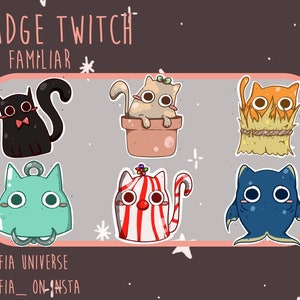 BADGES TWITCH - FAMILIAR - Halloween badges - Mask -  subtober - Cat badges - Moon - Twitch Sub - Bit Badges
