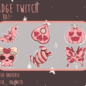 BADGES TWITCH - BAT - Halloween badges -  subtober - Kawaii badges - Moon - Twitch Sub - Bit Badges
