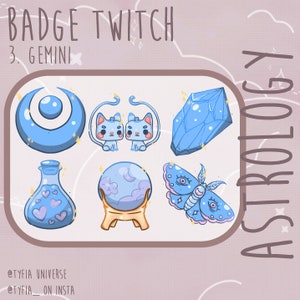 BADGES TWITCH - ASTROLOGY - Gemini badges - Astrology - Moon badges - Twitch Sub - Bit Badges