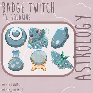 BADGES TWITCH - ASTROLOGY - Aquarius badges - Astrology - Moon badges - Twitch Sub - Bit Badges