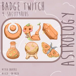 BADGES TWITCH - ASTROLOGY - Sagittarius badges - Astrology - Moon badges - Twitch Sub - Bit Badges