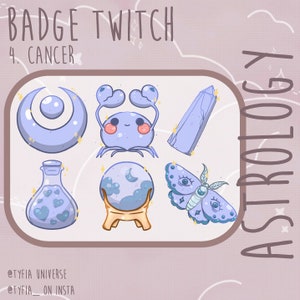 BADGES TWITCH - ASTROLOGY - Cancer badges - Astrology - Moon badges - Twitch Sub - Bit Badges