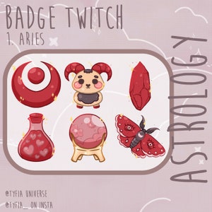 BADGES TWITCH - ASTROLOGY - Aries badges - Astrology - Moon badges - Twitch Sub - Bit Badges
