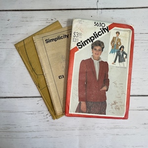 Simplicity 5630 - Sizes 10, Bust 32.5 -  1980&#39;s Vintage Factory Folded Sewing Pattern - Misses Lined Jackets, Semi-fitted Blazer
