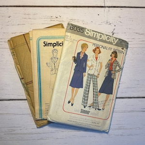 Simplicity 8035 - Sizes 18.5 & 20.5, Busts 41-43, HALF SIZES - Factory Folded - 1970&#39;s Vintage Sewing Pattern - Skirt, Pants, Blazer - PLUS