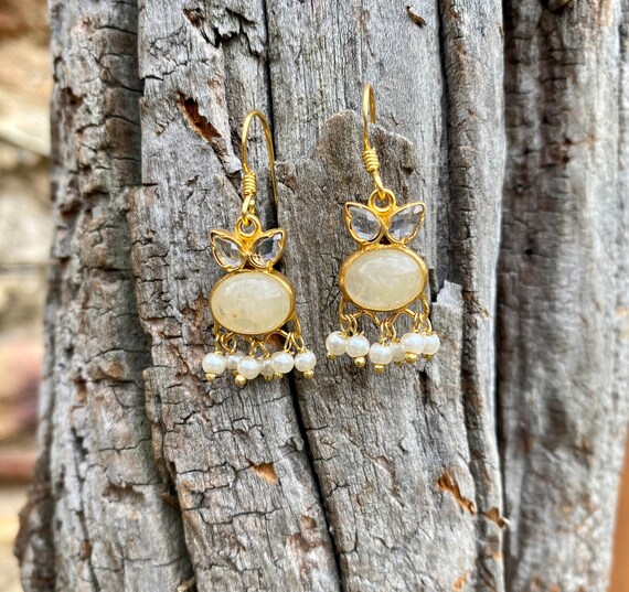 Boucles D'oreilles Pendantes En Plaqué Argent Avec De Vraies Pierres Multicolores - Neuf Sans Emballage