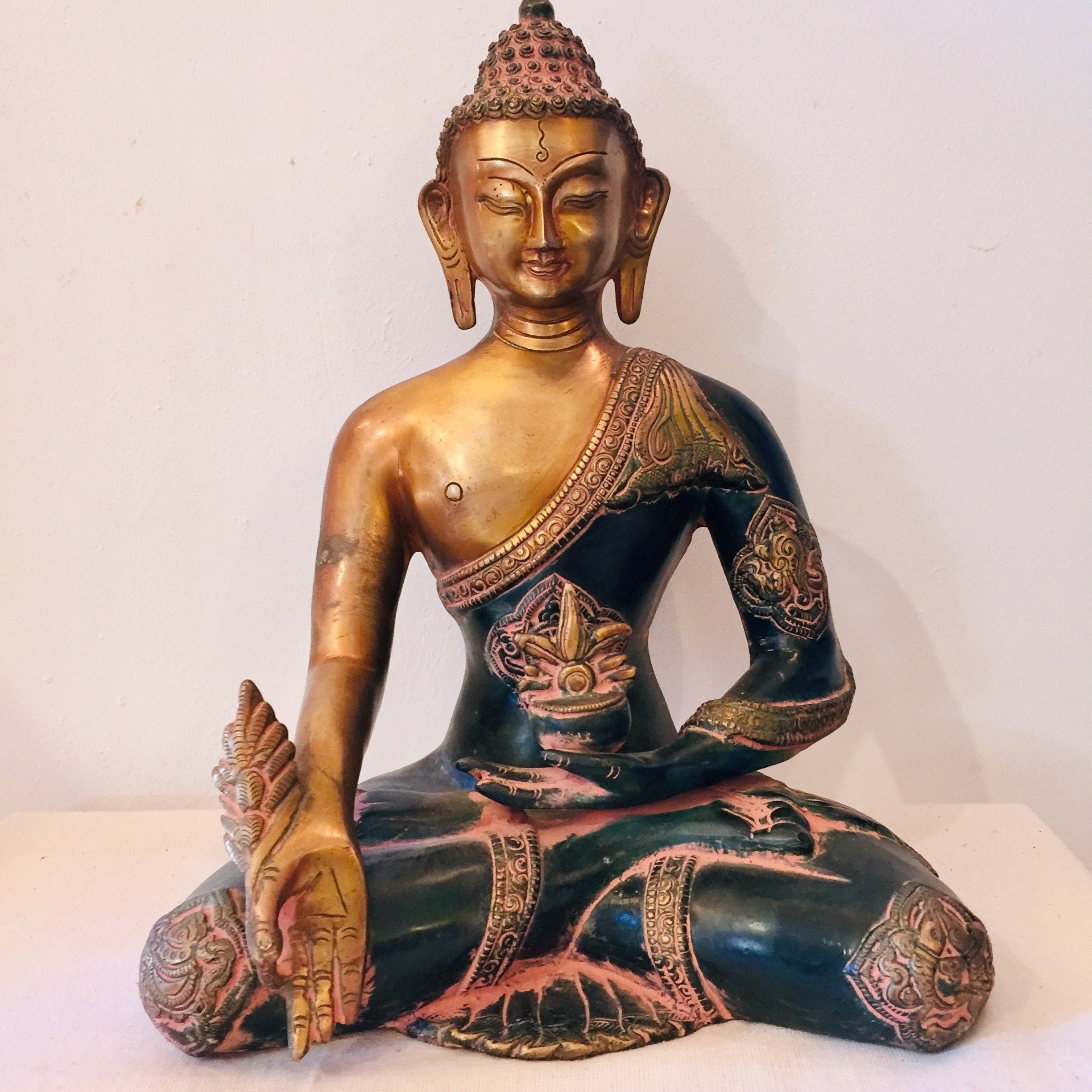 Bouddha Médecine en Laiton Style Népalais