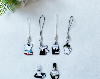 Cute Kitty Bookish Cat Kindle Dust Plug,Cat Phone Charm,Kawaii Dust Plug Charm iPhone Switch,Charger Port Protector,Kindle Charm,iPad Charm
