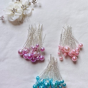 Set of 18 Bridal Pink/Blue/Purple Pearl Hair Pins,Wedding Style Pin,Bridal Hair Accessories,Silver Hairpin,Pearl Pin,Wedding Hair Clip
