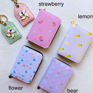Carteira fofa de morango/limão/urso/flor com chaveiro de 4,5"*3", bolsa de moedas Kawaii, carteira fofa com chaveiro, carteira com chaveiro, mini bolsa para chaves