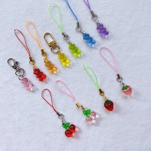 Cherry/strawberry/bear kawaii phone charm,planner charm,ready to ship,kawaii accessories,phone strap,kawaii charm,cute gift,anime charm
