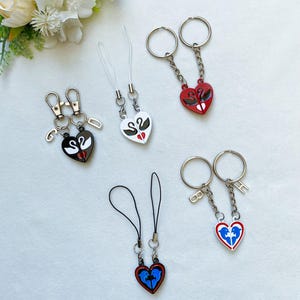 Swan/Dolphin Magnetic Heart Keychain Set,Valentine&#39;s Day Gift,Matching Couples Gift Set,Best Friends,Anniversary,1 Pair Promise Keychain
