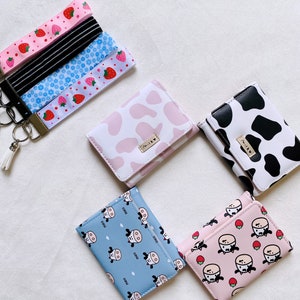Llavero de vaca, tarjetero, regalo de Navidad, cartera pequeña, regalo para mamá, regalo de cumpleaños, regalo para esposa, titular de la identificación, llavero para mujer, listo para enviar,