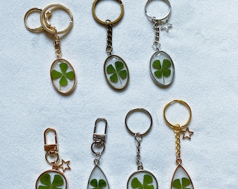 Keychain - Rectangle - 4 Leaf Clover - Leather - Irish Keychain - Rectangle - 4 Leaf Clover - Leather - Irish