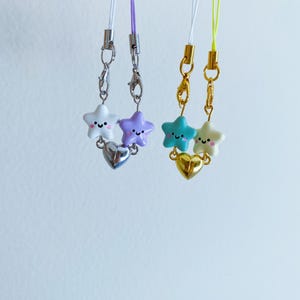 Cute Star Magnetic Heart Phone Charm,Matching Keychain,Matching Couples Gift Set,Best Friends,Anniversary,Cute Gift,Girlfriend/Boyfriend