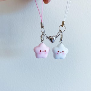 Cute Star Magnetic Heart Phone Charm,Matching Keychain,Matching Couples Gift Set,Best Friends,Anniversary,Cute Gift,Girlfriend/Boyfriend