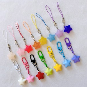 Colorful star kawaii phone charm,planner charm,ready to ship,kawaii accessories,phone strap,cute gift,anime charm,cute planner/airpods charm
