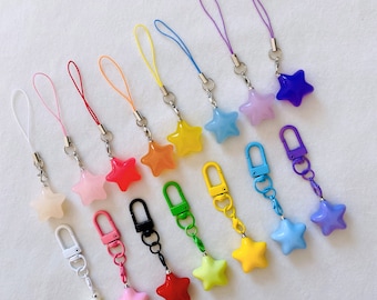 Dije de teléfono kawaii con forma de estrella de colores, dije de agenda, listo para enviar, accesorios kawaii, correa de teléfono, lindo regalo, dije de anime, lindo dije de agenda/airpods
