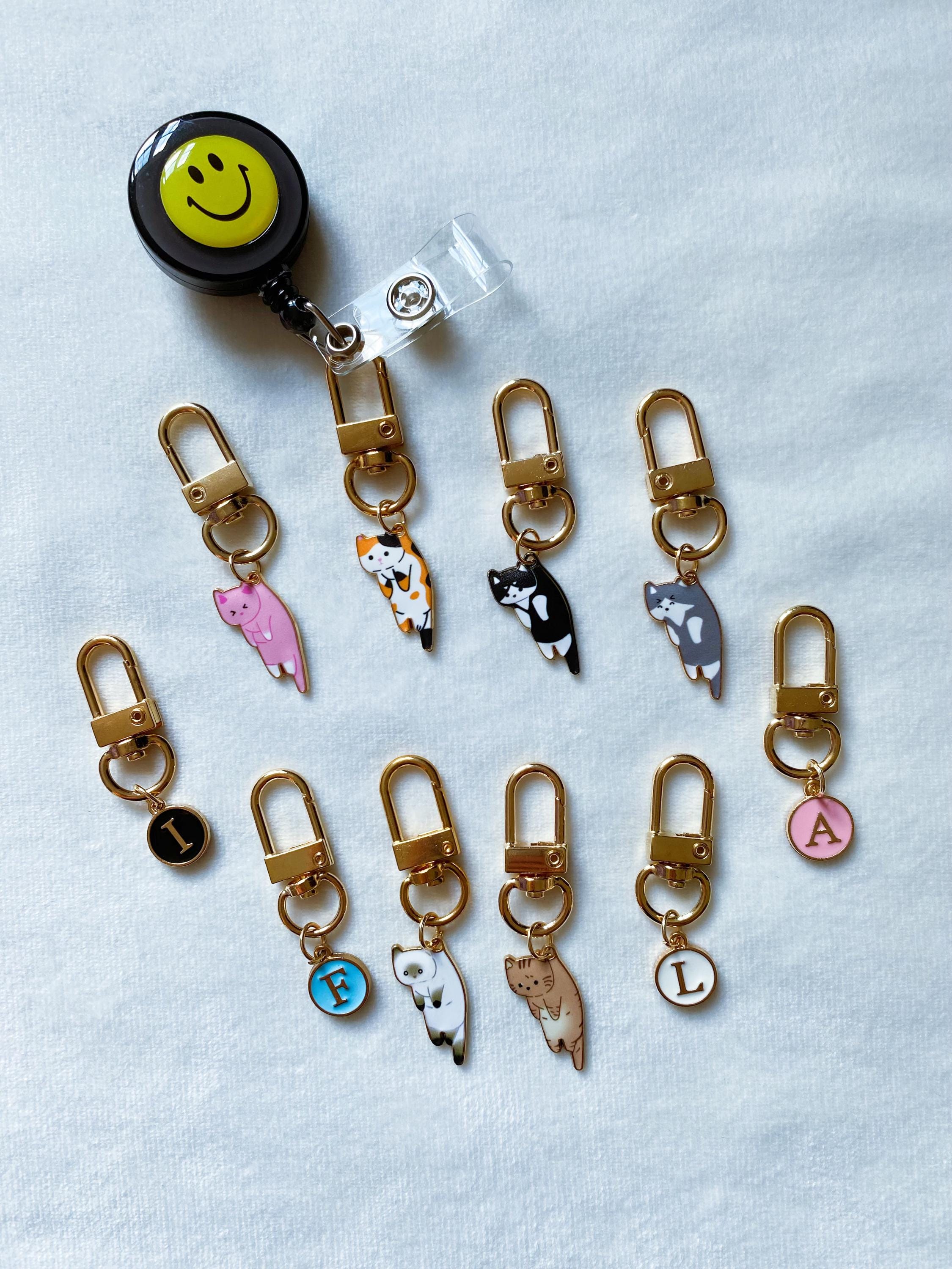 Cute Kitty Cat Badge Reel Charm,Zipper Charm,Lanyard Charm,Teacher Badge Charm, Nurse ID Holder,Cat Lovers Gift,ID Holder Charm,Purse Charm