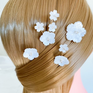 5pcs Bridal White Flower Hair Pins,Wedding Style Pins,Bridal Hair Accessories,Gold Hairpin,Wedding Hair Clip,Hair Jewelry,Floral Bridal Pins