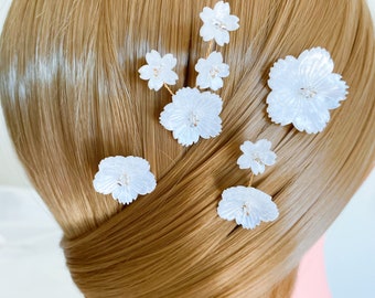 5pcs Bridal White Flower Hair Pins,Wedding Style Pins,Bridal Hair Accessories,Gold Hairpin,Wedding Hair Clip,Hair Jewelry,Floral Bridal Pins